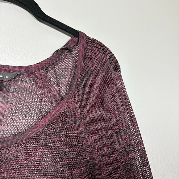 Rock & Republic Women's Goth Burgundy & Black Oversized Mesh Sweater - Size XL - Picture 2 of 6